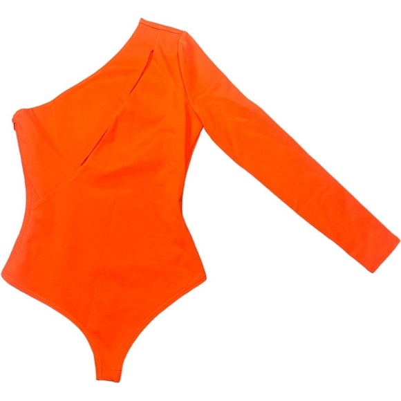 REVOLVE NBD Aaliyah Bodysuit Blouse Top  One Arm in Red Orange Size XXS NWT - Picture 1 of 7